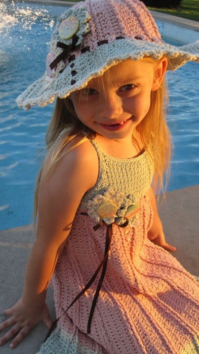 Juliet Dress Crochet Pattern Sundress and Sunhat Sizes 6 Mos Girls