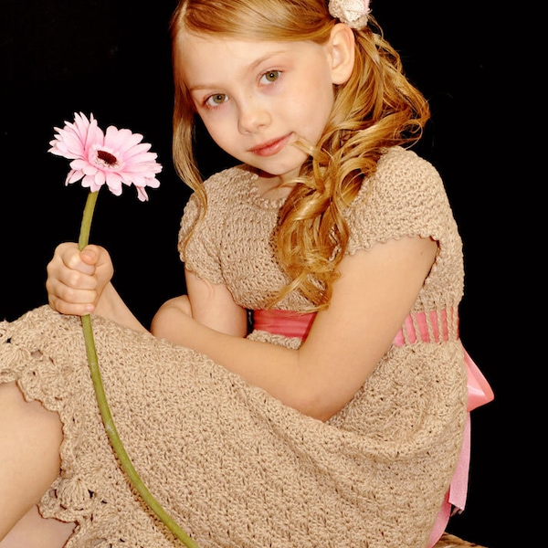 Always A Lady - Crochet Pattern Sundress and Flower pattern, Sizes 12 mos - girls size 14