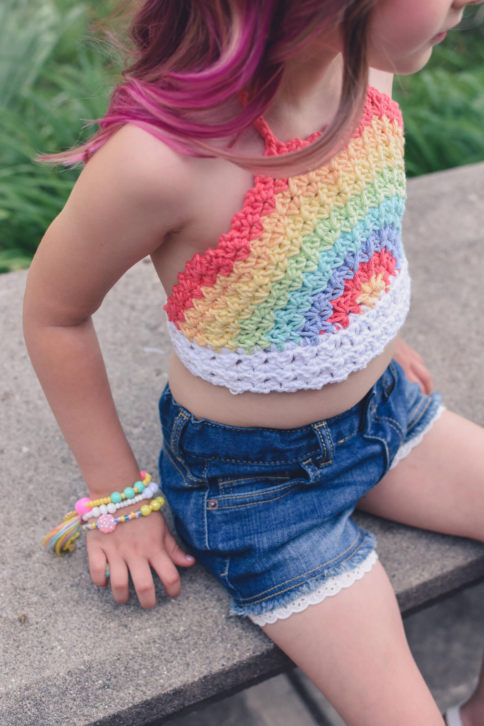 Rainbow Halter Crochet Pattern Rainbow Kids Crop Top Pattern Etsy