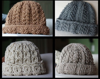 Crochet Hat Pattern Cable Hats Crochet Pattern Canyon River Crochet Hat Patterns For Men- 4 Striking Cable Designs