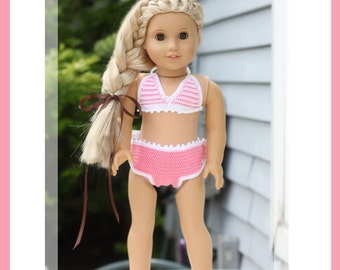 Peppermint Bikini Crochet Pattern for 18 inch Dolls and American Girl Doll