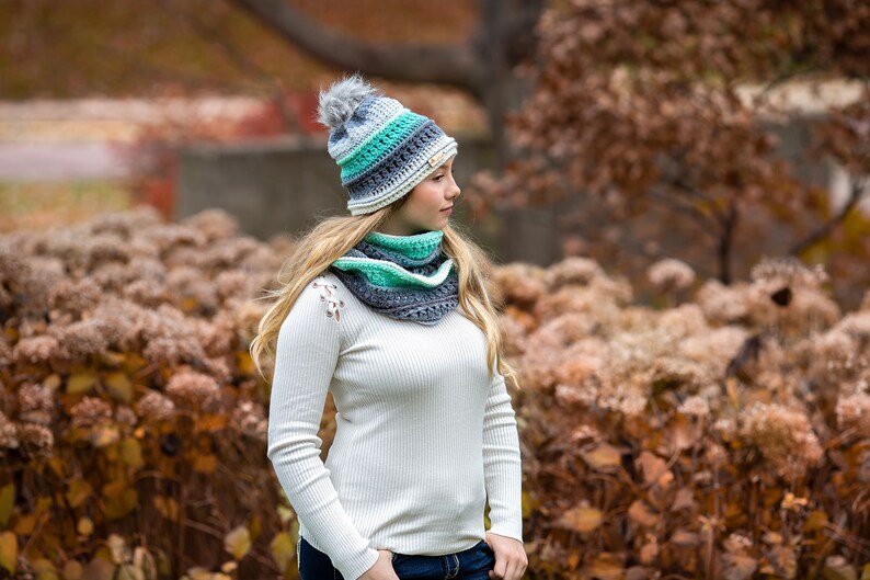 Wintergreen Hat And Infinity Scarf Crochet Pattern With Sizes Kids Through Adult image 6