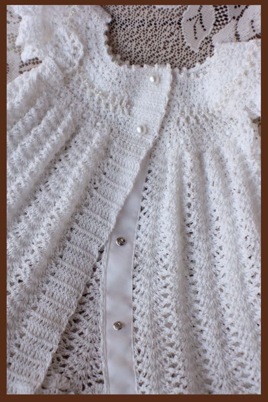 CHRISTENING CROCHET CROSS GOWN - NB
