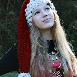 Long Bobble Santa Hat Crochet Pattern Santa Hat Crochet Pattern For Men Women and Kids image 5