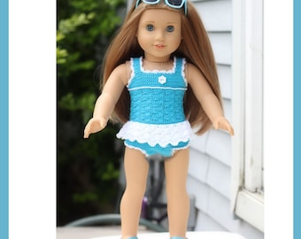 Sea Dreams Bathing Suit Crochet Pattern for 18 inch Dolls and American Girl Doll