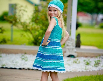 Seaside Girl Sundress Crochet Pattern - Sizes 2T - Girls Size 12