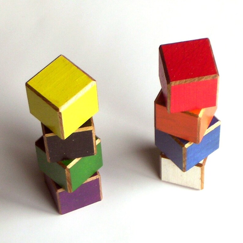 Color Blocks 1 Inch Painted Wood 8 Cube Set image 2