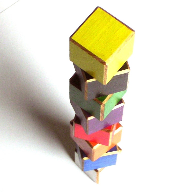 Color Blocks 1 Inch Painted Wood 8 Cube Set image 3