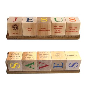 JESUS SAVES Blocks - with Praise Songs or Salvation Scriptures