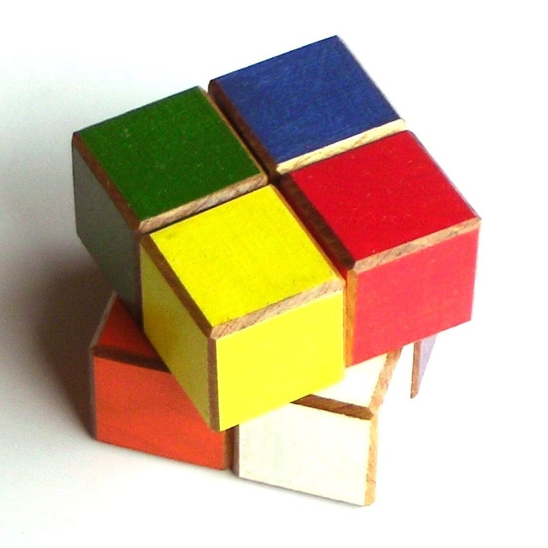 Color Blocks 1 Inch Painted Wood 8 Cube Set image 1