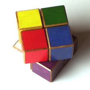 Color Blocks 1 Inch Painted Wood 8 Cube Set image 4
