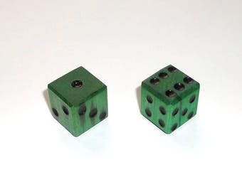 Wooden Dice - Imperfect Green Pair #2