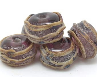 Purple Glass Beads - SRA Lamp work - Aged Beads