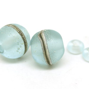 Frosted Pale Blue Lampwork Bead Pair - Handmade Glass Beads - SRA Lampwork