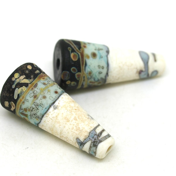 Organic Glass Bead Pair - Handmade Lampwork Beads