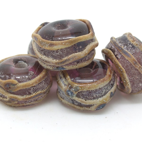 Purple Glass Beads - SRA Lamp work - Aged Beads