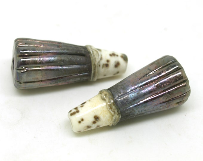 Organic Glass Bead Pair -  SRA Lampwork Beads