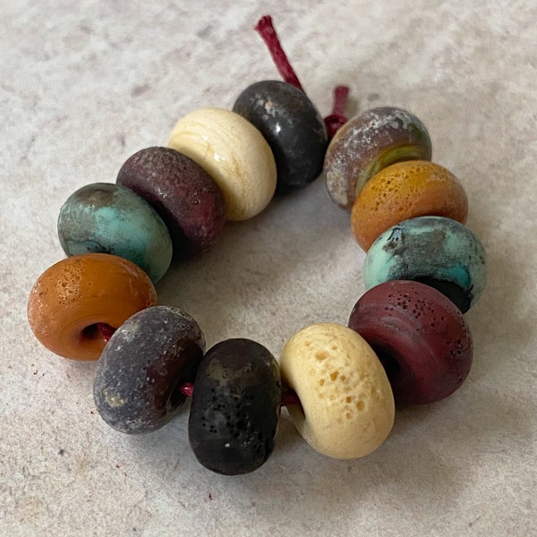 Organic Glass Beads in Earthy Shades - Lampwork Spacers