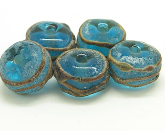Handmade Lampwork Turquoise Raku Beads: Aged Glass Beads