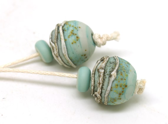 Green Glass Bead Pair Aged Lampwork Beads SRA Etsy Australia