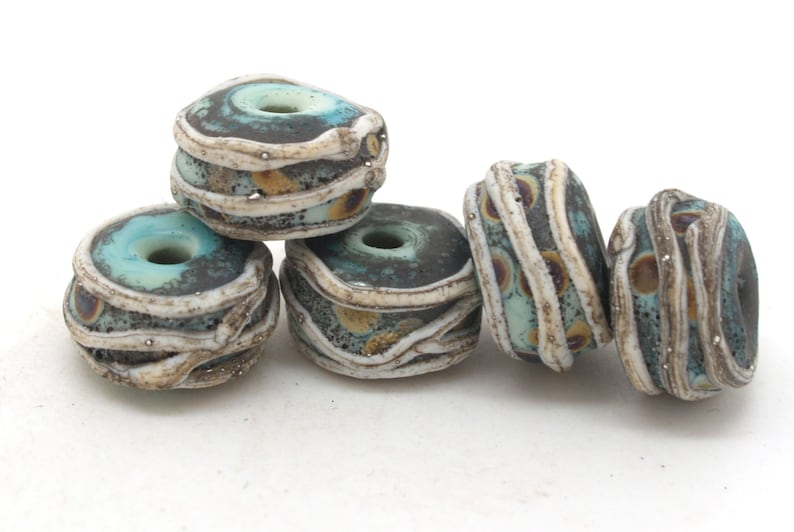 Green Raku Glass Beads Handmade Lampwork Jewellery Making Jewelry Making image 1