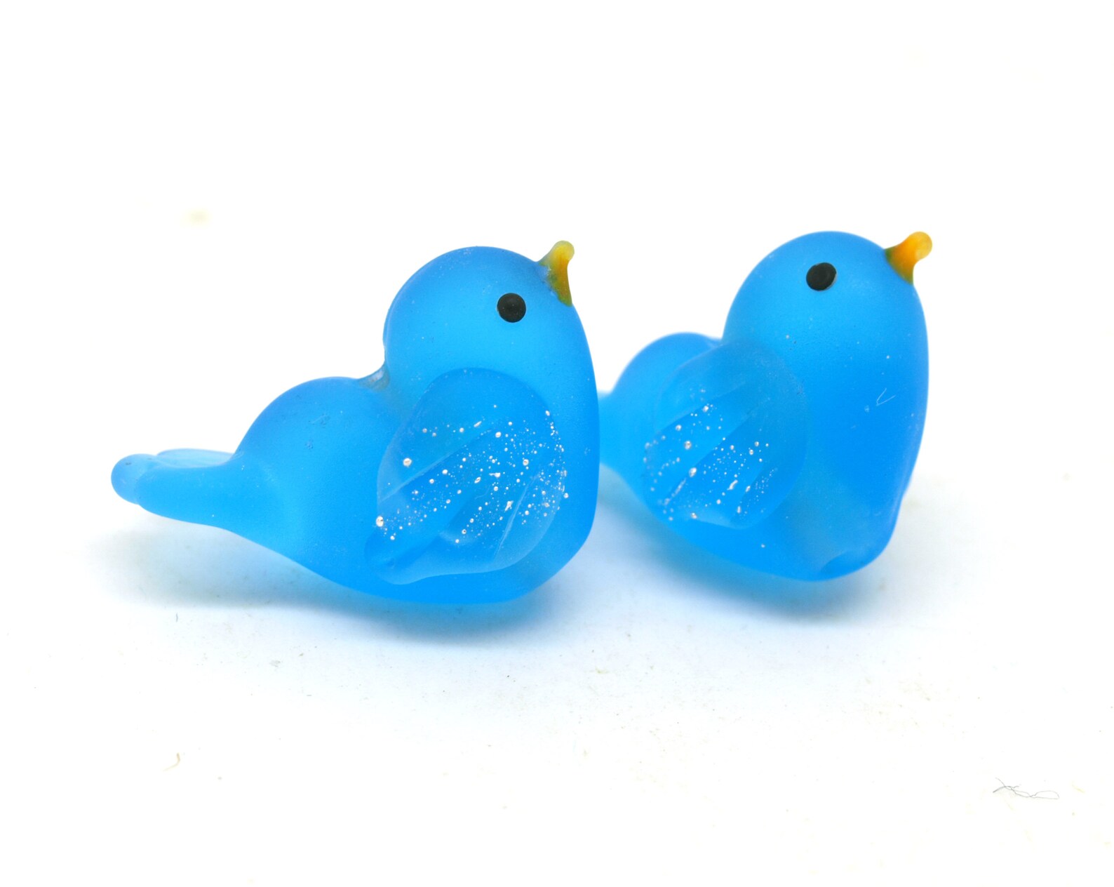 Blue bird beads. Glass beads. Handmade lampwork beads. Earring | Etsy
