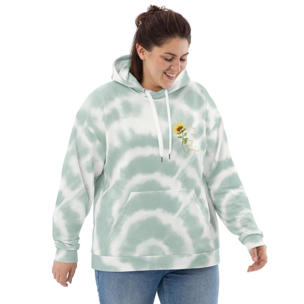 you are my sunshine sunflower green tie dye hoodie unisex mother's day 2024 gift for mom