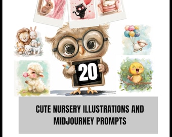 20 Cute Midjourney Nursery Prompts, AI Art, Midjourney Prompt, Midjourney AI Art, Learn Midjourney, Digital Art, AI Generate Print