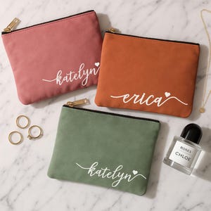 Personalized Suede Makeup Bag Personalized Makeup Bag Bridesmaid Gifts Proposal Wedding Gifts for Her Bachelorette Party Favors