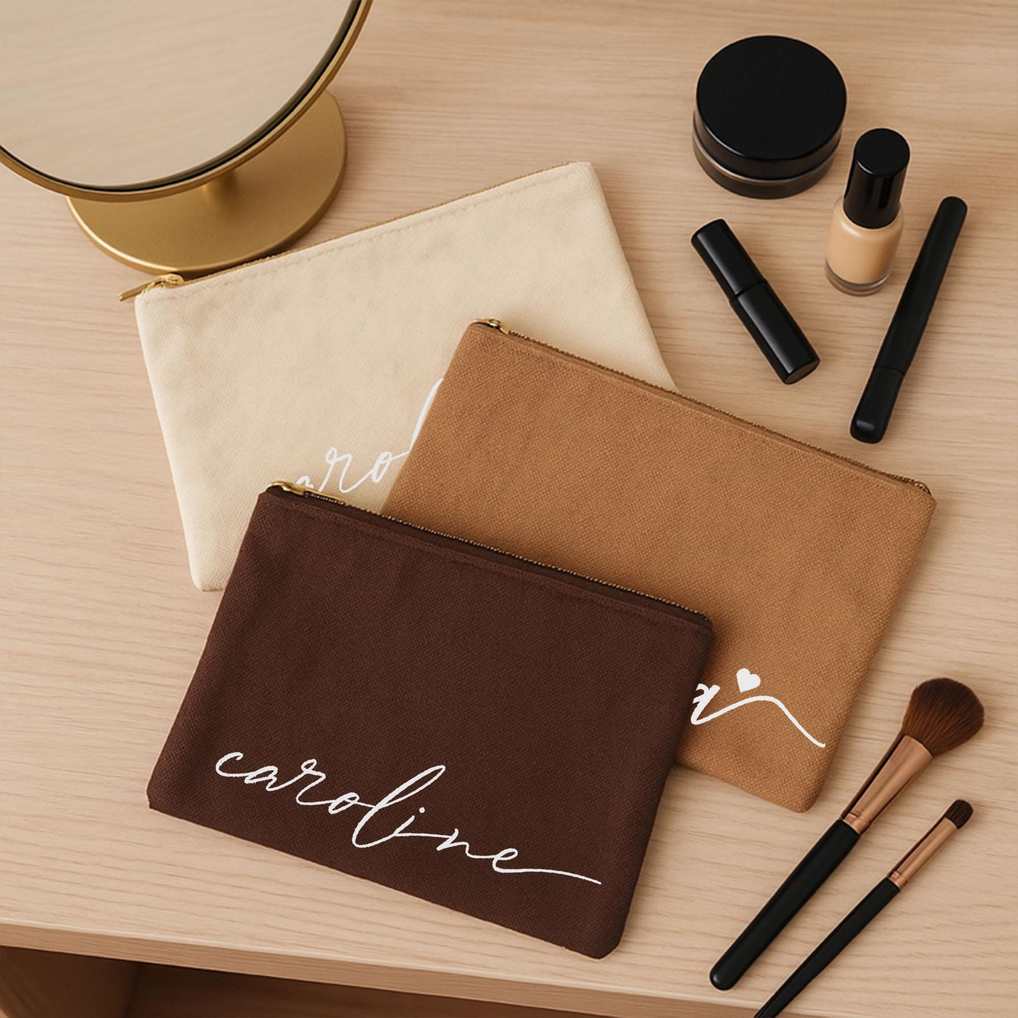 Set: Personalisierte Canvas-Tasche & Make-up-Tasche – Großes Fassungsvermögen, Ideal Als Geschenk