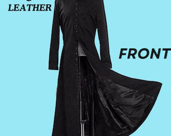 Neo Matrix Heavy Duty Cotton Keanu Reeves Black Gothic Steampunk Trench Coat-Handmade