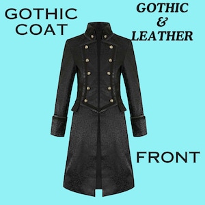 Pentagramme Severin Black Men&#39;s Coat, Men Trench Coat Gothic Personalized Coat,Gothic Steampunk Trench Coat-Handmade