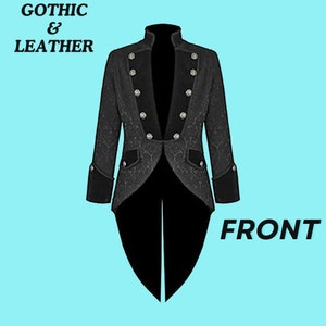 Handmade Unisex Tail Coat Jacket Black Brocade Goth Steampunk Victorian Tailcoat