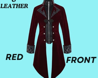 European And American New Style Tuxedo Retro Clothing Mid-length Gothic Coat, Trench Coat Unisex -Handmade