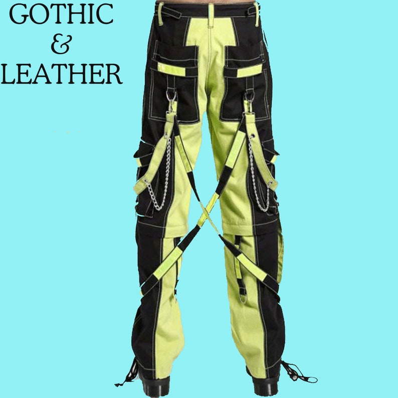 Gothic Mens Black Gothic X Strap Zip Off Punk Rave Shorts
