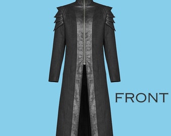 Leather armor coat gothic punk dandy warrior metal stylish winter Punk Rave Men Gothic trench coat, Gothic long coat, Gothic coat-Handmade