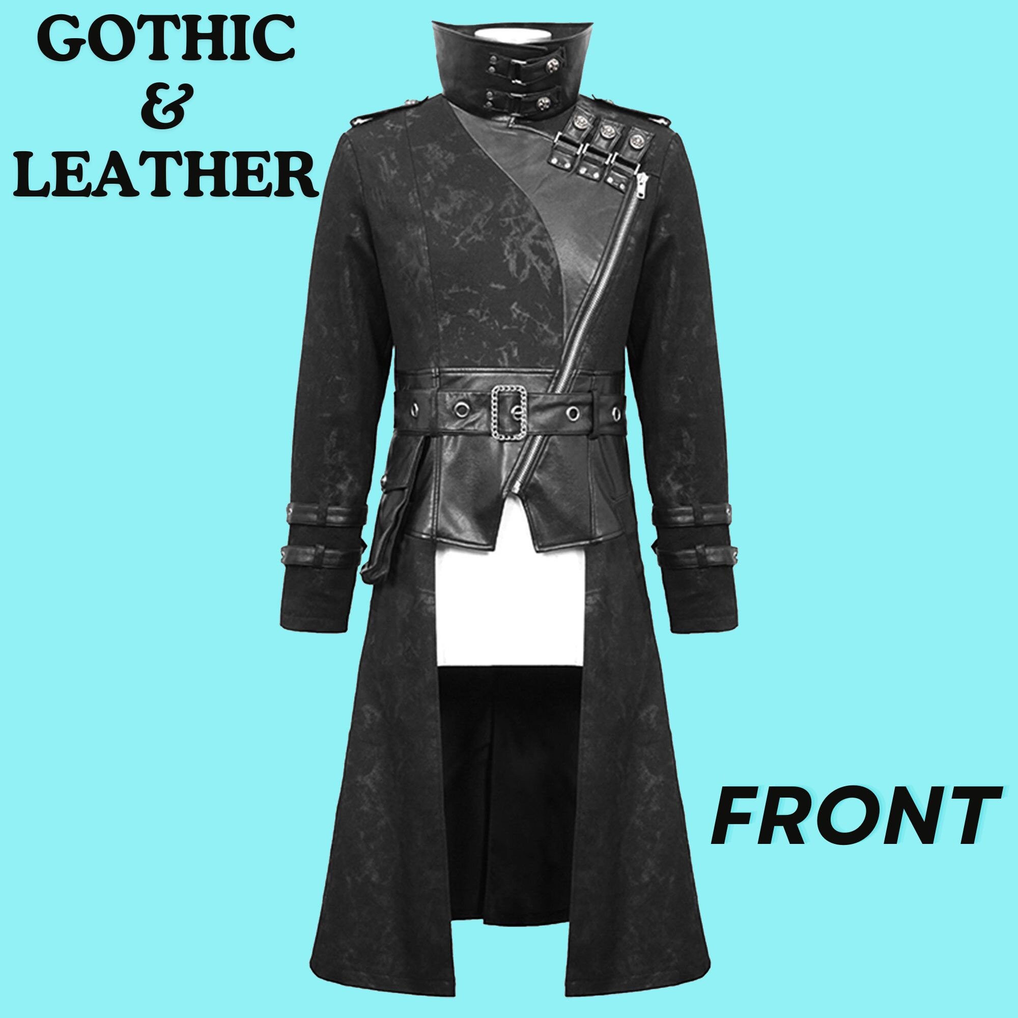 Gothic Coat Soul Catcher With Leatherette Details Gothic Trench Coat Black Gothic Steampunk Trench Coat handmade Etsy