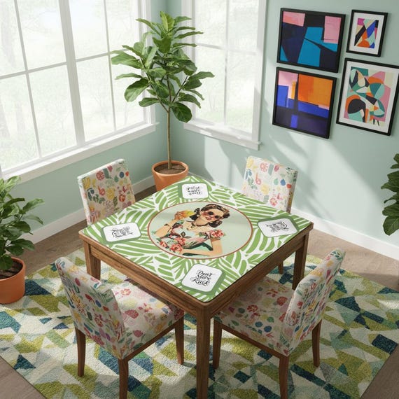Funny Mahjong Game Mat: Vintage Housewife Hawaiian Style