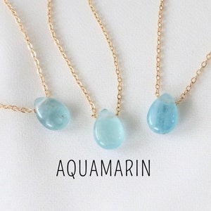 Aquamarine Necklace – Aquamarine Drop Pendant Necklace, Crystal Necklace Gold / Silver, Gemstone Drop Necklace, Crystal Pendant