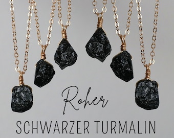 Collar de turmalina negra cruda de oro o plata, collar de turmalina negra, collar de piedras preciosas, colgante de turmalina, piedra curativa, collar de cristal