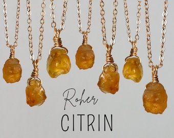 Raw citrine necklace in gold or silver, citrine pendant, crystal necklace, raw citrine necklace, gemstone necklace, chakra necklace, necklace of joy