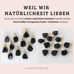 Roher schwarzer Turmalin Halskette gold oder silber, schwarzer Turmalin Kette, Edelstein Kette, Turmalin Anhänger, Heilstein, Kristall Kette Bild 7