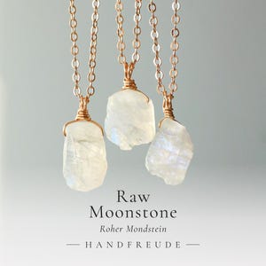 Raw moonstone necklace in gold or silver, moonstone necklace, gemstone necklace, moonstone pendant, healing stone necklace, crystal necklace