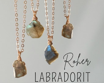 Raw labradorite necklace, gold or silver, labradorite necklace, gemstone necklace, labradorite pendant, crystal necklace, personalized length