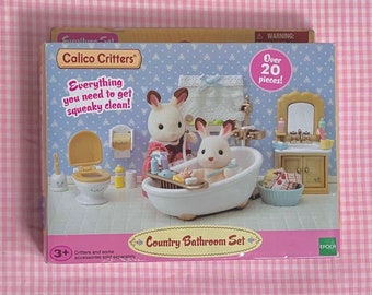 new in box - calico critters - sylvanian families - country bathroom set