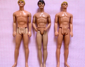 Jahrgang 1968 Ken Puppen Bündel von 3 verstellbaren Jungenpuppen blond brünett Mattel Barbie