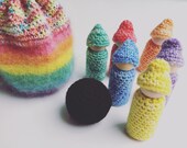 Gnome Bowling set with felted wool bag Waldorf toys