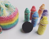 Gnome Bowling set with felted wool bag Waldorf toys