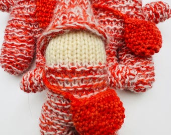 Wool gnome with pouch Waldorf inspired toys