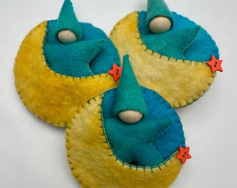 Wool Felt Star Baby in Moon Pocket: Waldorf Inspired Toy